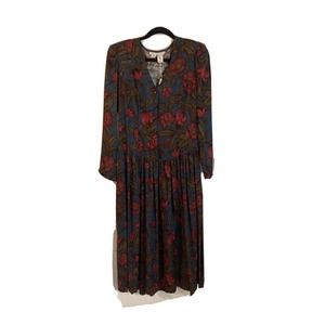 Vintage 80's St Simon Women's Dress Cotton Pockets Deadstock CottageCore Floral